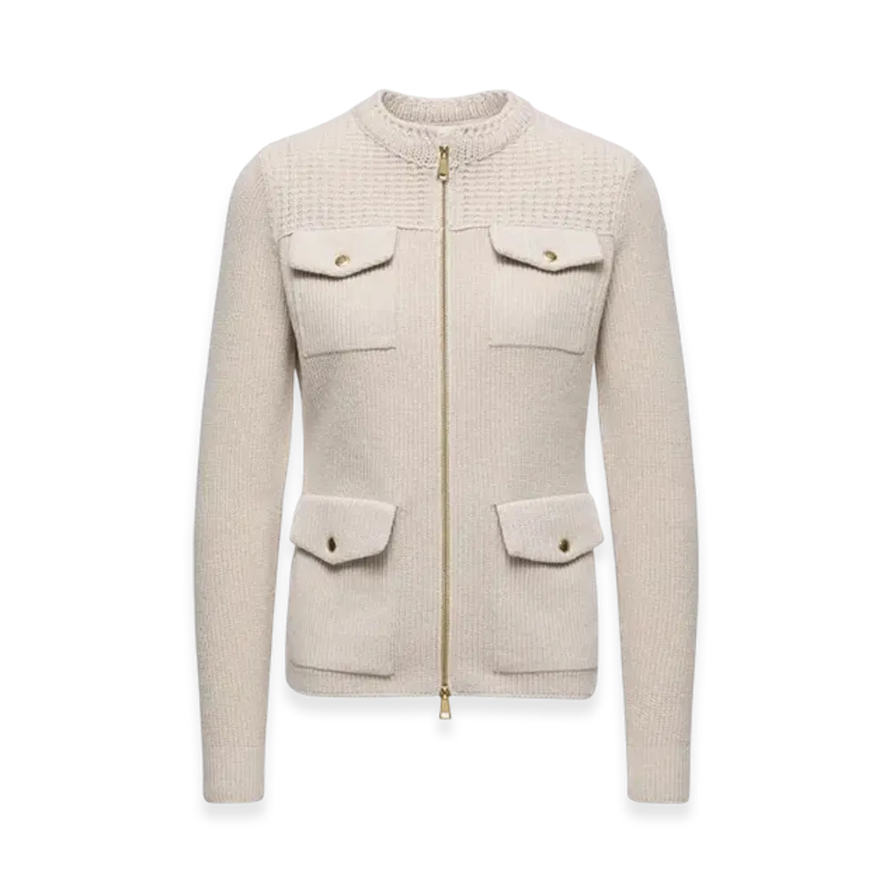 MONCLER Padded Wool Zip-Up Cardigan "White"