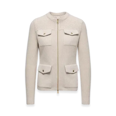 MONCLER Padded Wool Zip-Up Cardigan "White"