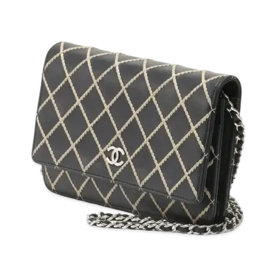 CHANEL Wild Stitch Chain Wallet "Black"