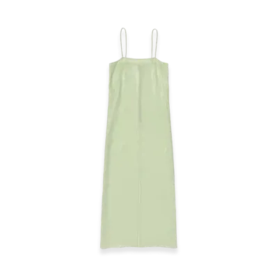 AURALEE Foil Printed Silk Lawn Slip Dress "Pale Green"