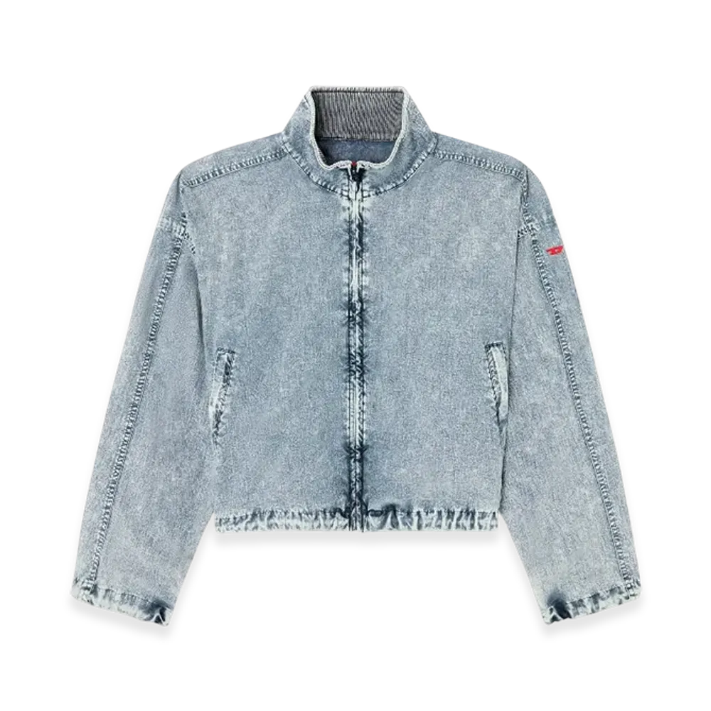 Diesel G-Leam-R1 Cropped Jacket In Recycled Nylon Taslan "Light Blue"