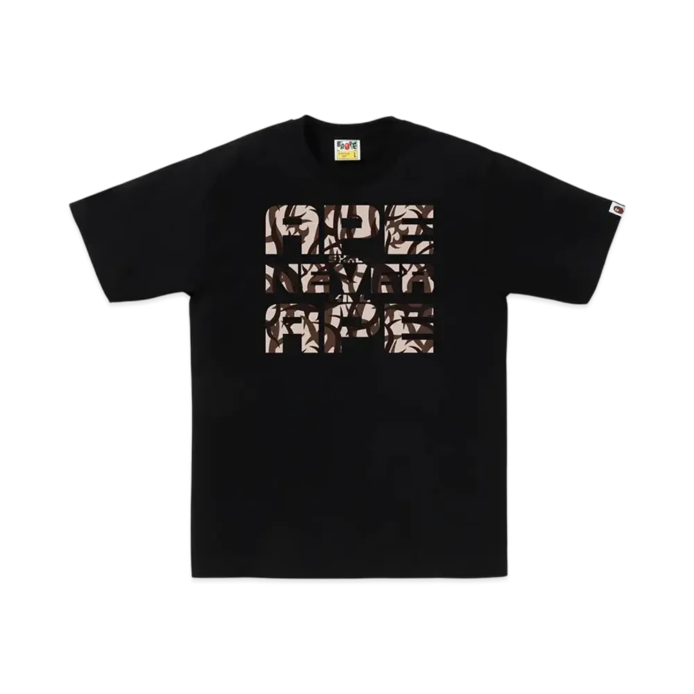 A BATHING APE Trial Camo Asnka Tee "Black/Beige"