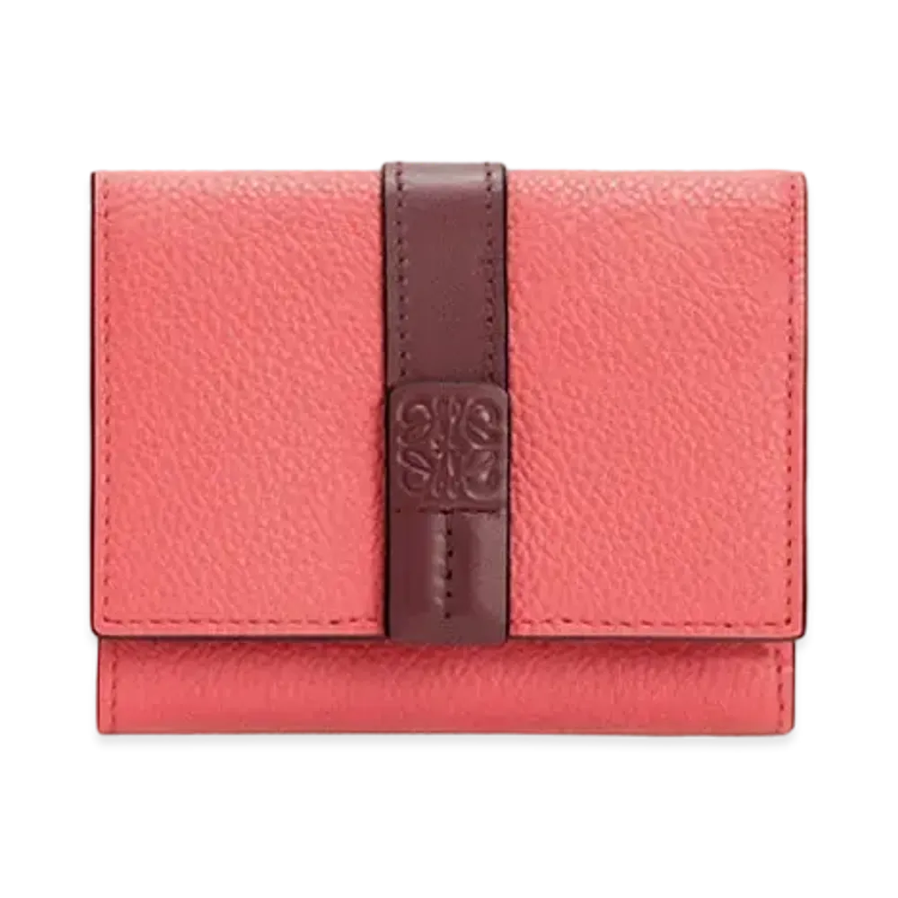 LOEWE Trifold Wallet In Soft Grained Calfskin "Poppy Pink"