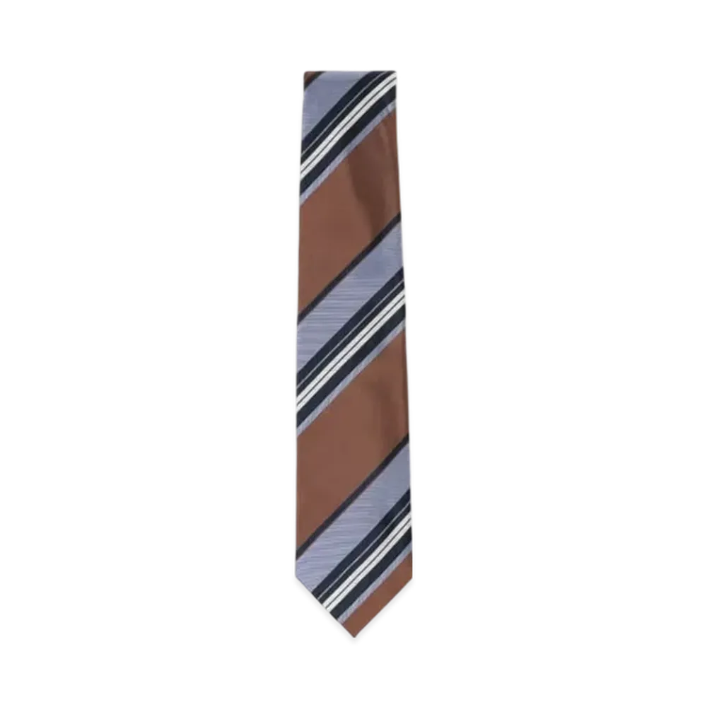 BEAMS Silk Striped Tie "Brown"
