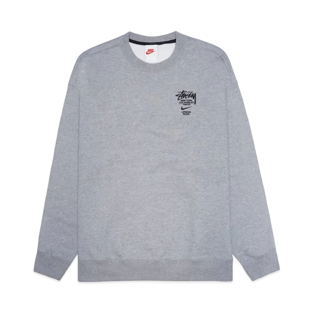 Nike x Stussy International Crewneck Sweatshirt (US Size) "Grey" DC4198-050