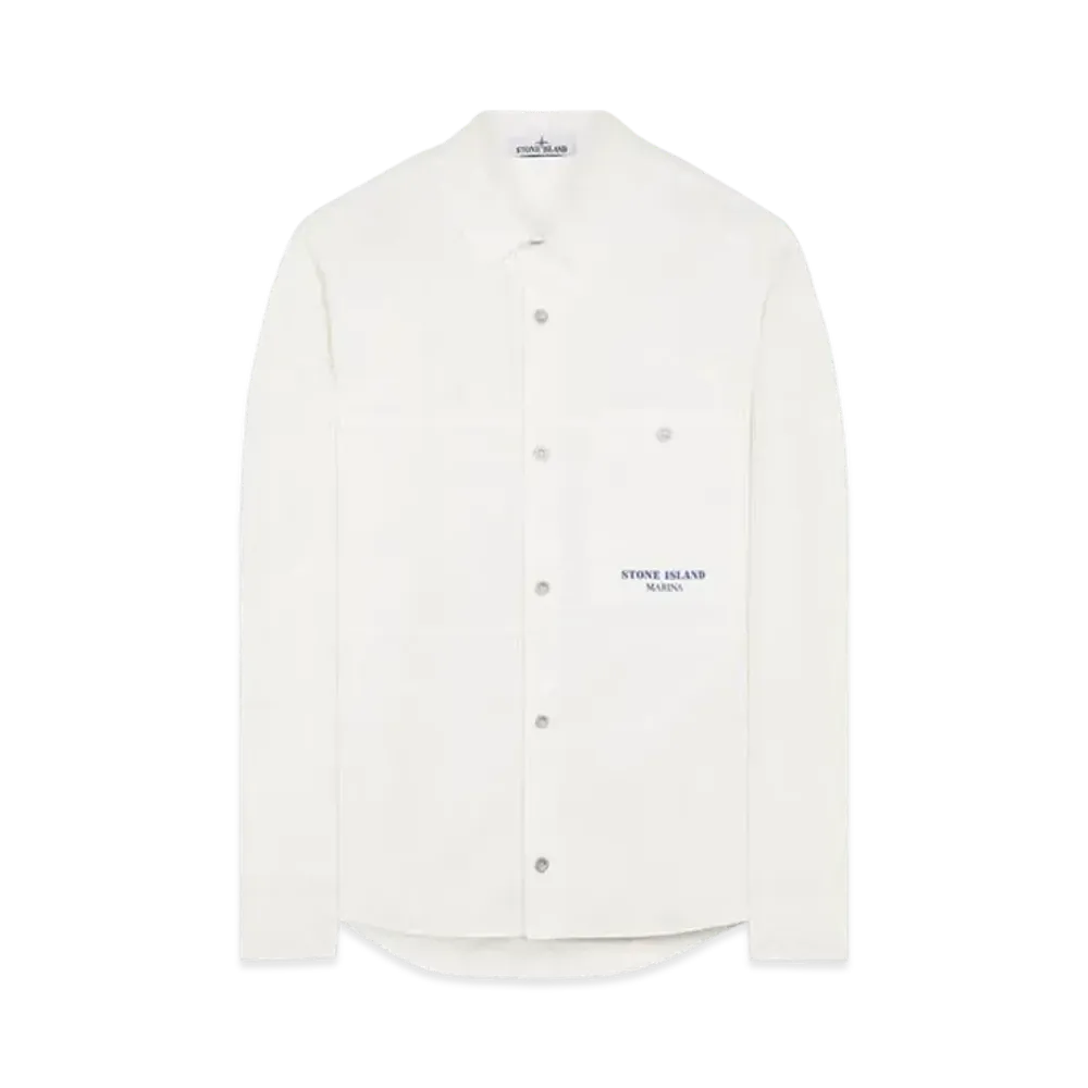 Stone Island 109x3 Stone Island Marina_Plated Cotton Canvas "White"