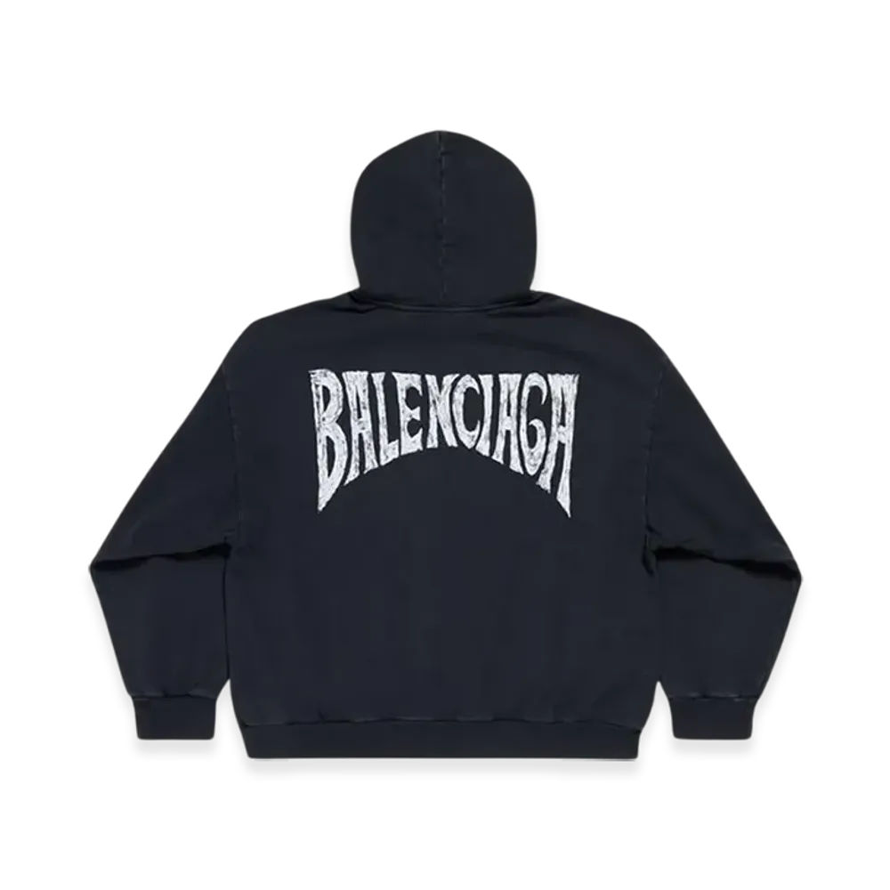 BALENCIAGA Hand-Drawn Medium Fit Hoodie "Black White"