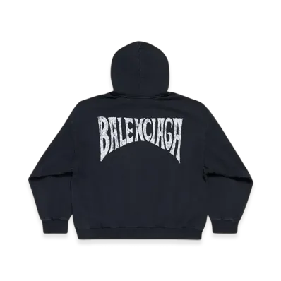 BALENCIAGA Hand-Drawn Medium Fit Hoodie "Black White"