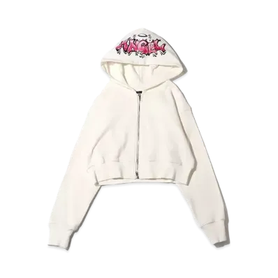 atmos pink x Riehata Angel Short Zip Hoodie "White"