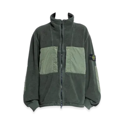 Stone Island 46753 Cotton Pile With Nylon TC Anti Drop Track Top - 24FW "Musk Green"