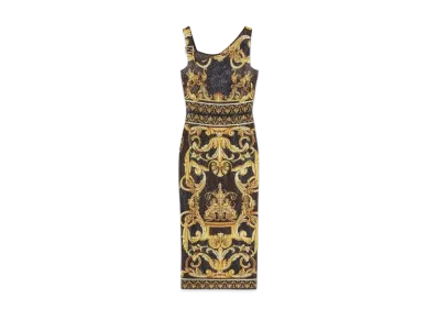 FENDI x Versace Fendace Crystal Gold Baroque Midi Dress