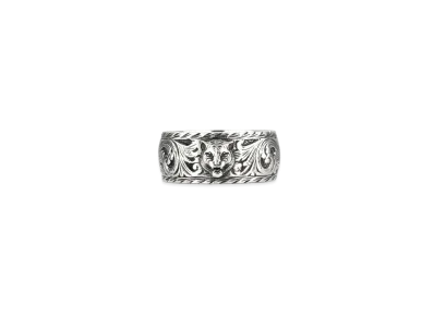 GUCCI Thin Silver Ring With Feline Head