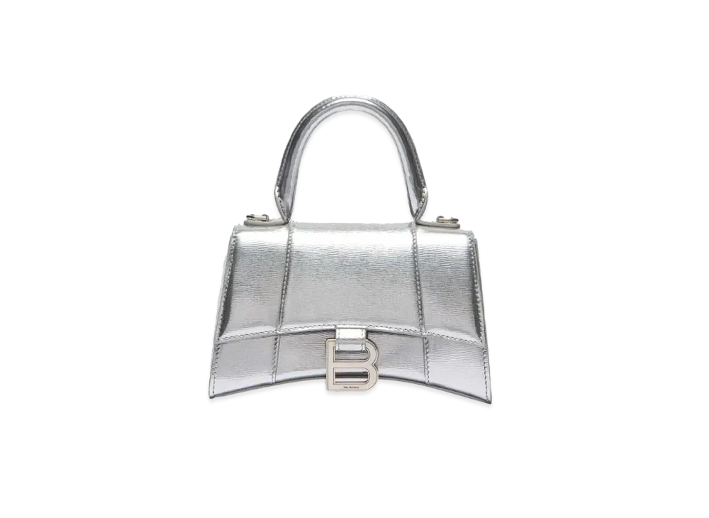 BALENCIAGA Women's Hourglass XS Top Handle Bag "Silver"