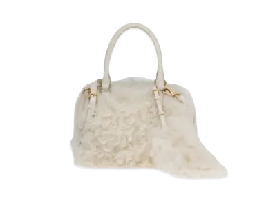 MIU MIU Shearing x Nappa Leather Handbag "Beige"