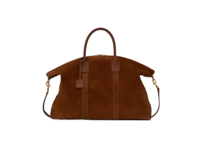 SAINT LAURENT Giant Bowling Bag In Suede "Tan Brown"