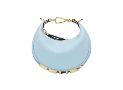FENDI Nano Fendigraphy Leather Charm "Light Blue"