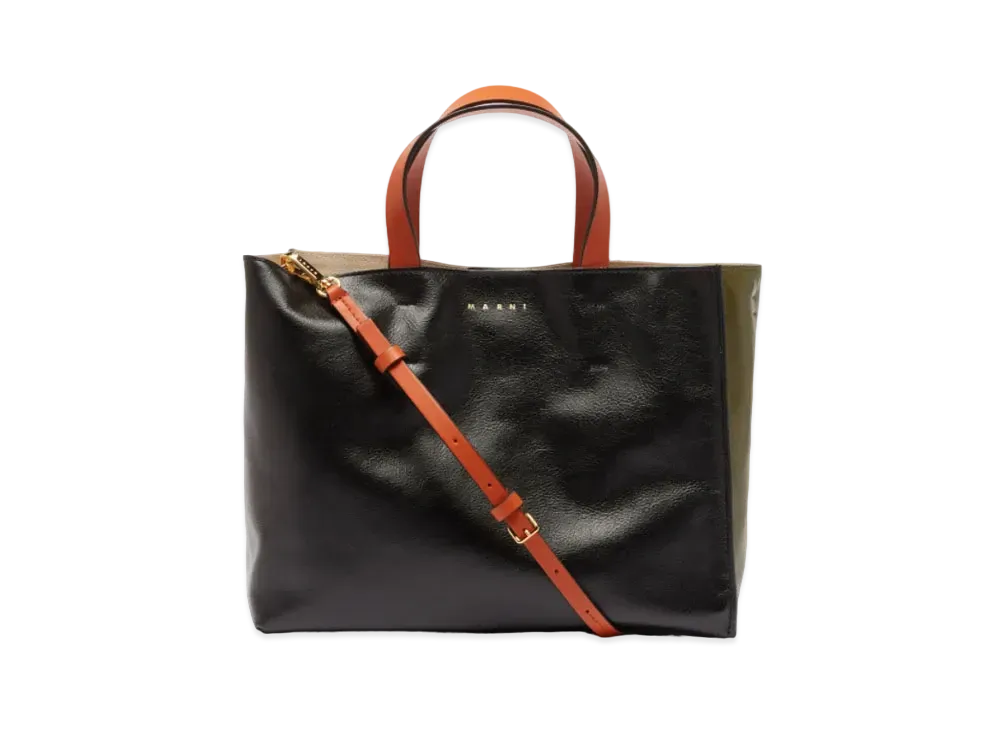 Marni Black Tumbled Leather Museo Soft Bag "Black"