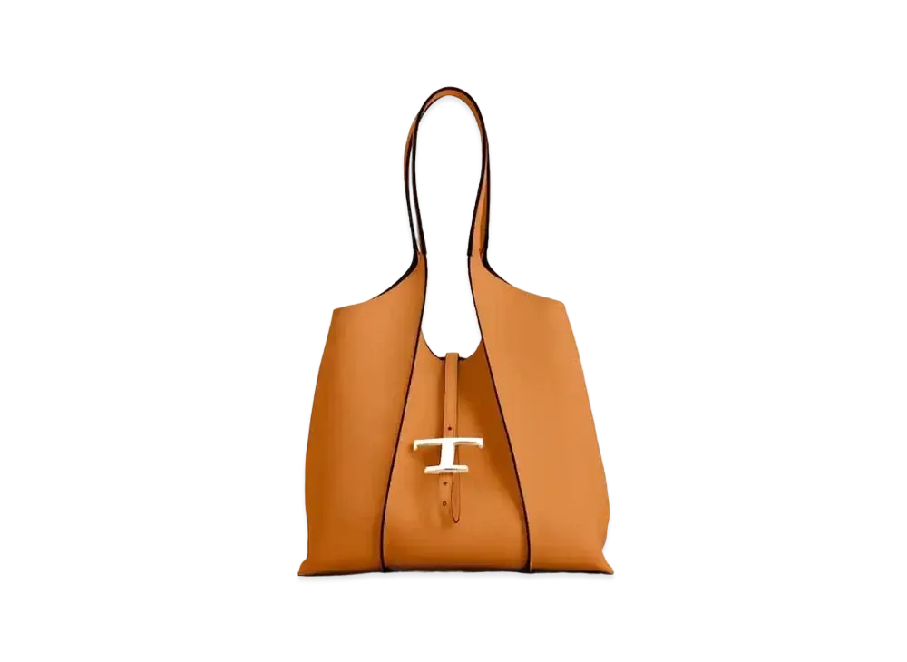 TOD'S T Timeles Leather Shopping Bag Small "Brown"