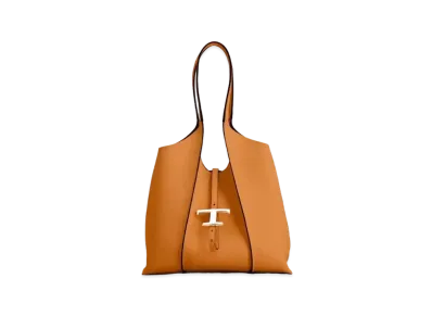 TOD'S T Timeles Leather Shopping Bag Small "Brown"
