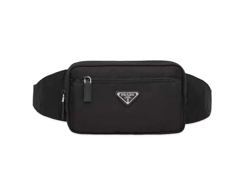 PRADA Re-Nylon and Saffiano Leather Belt Bag "Black"