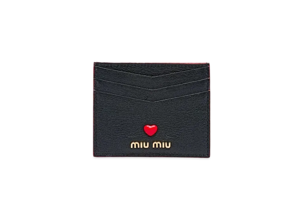 MIU MIU Madras Love Card Case "Black"