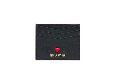 MIU MIU Madras Love Card Case "Black"