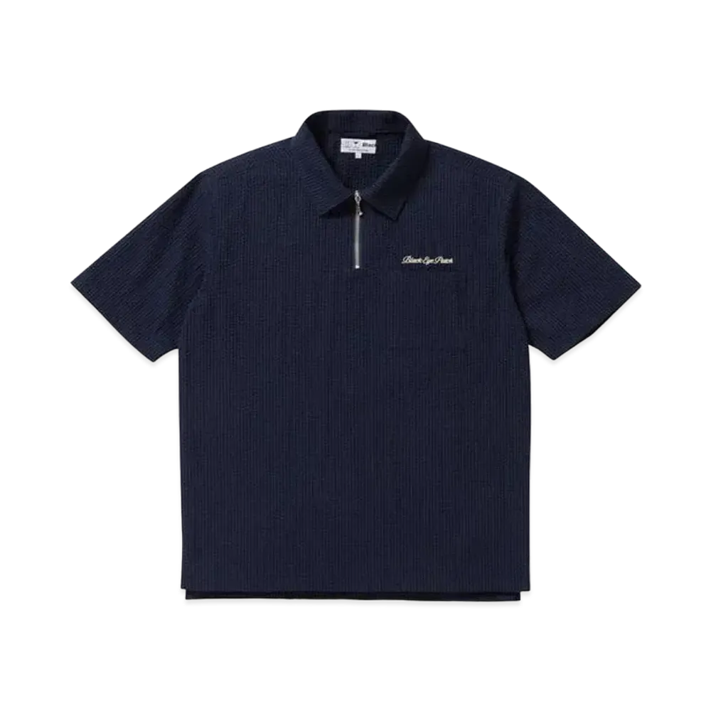 BlackEyePatch SEERSUCKER HALF ZIP SHIRT "Navy"