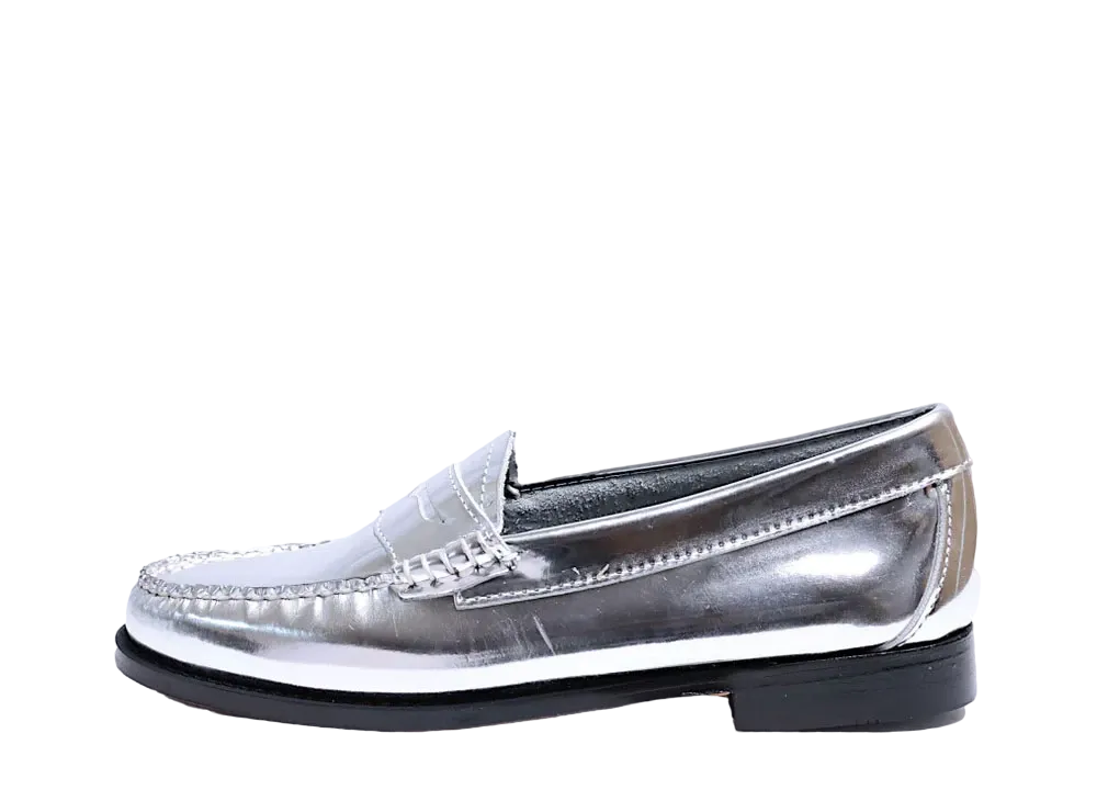 G.H.BASS Women's Loafer Leather "Silver" 41010