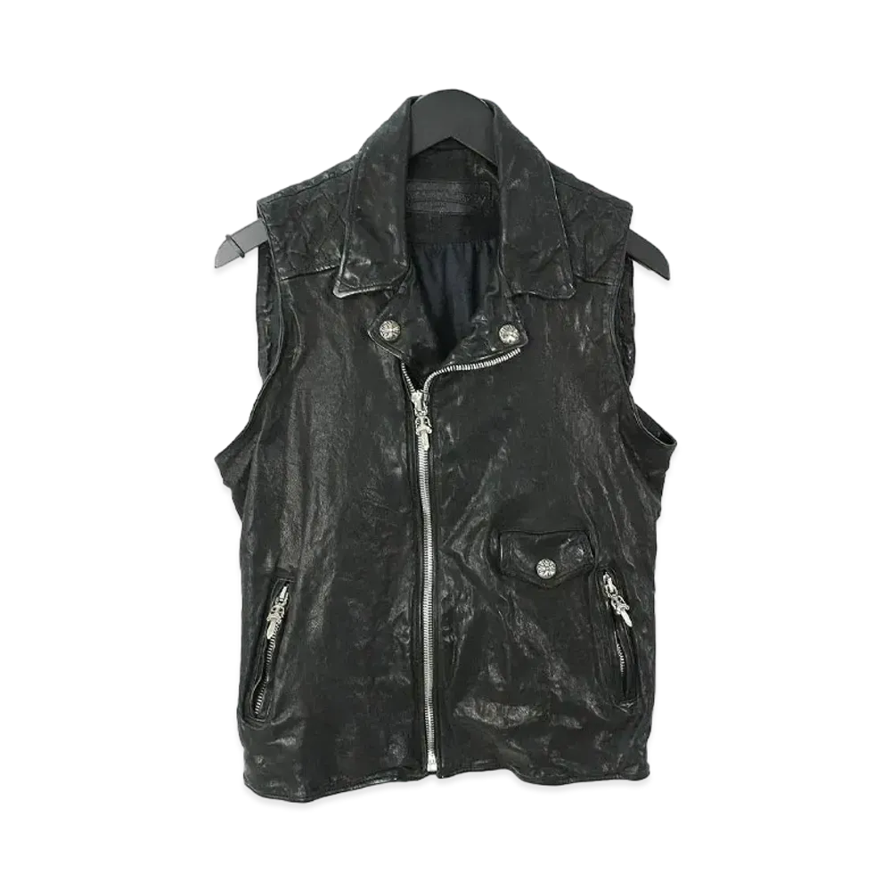 Chrome Hearts Critin Leather Quilting Design Rider "Black"