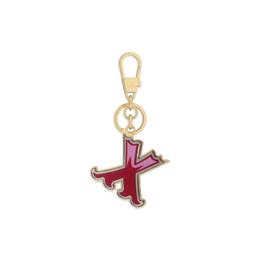 GUCCI Letter X Plexiglas Keychain "Dark Red/Pink"
