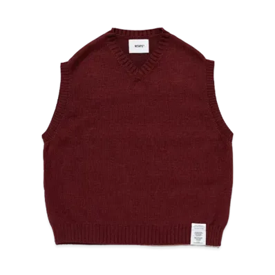 WTAPS Ditch / Vest / Acrylic. Sign "Burgundy"