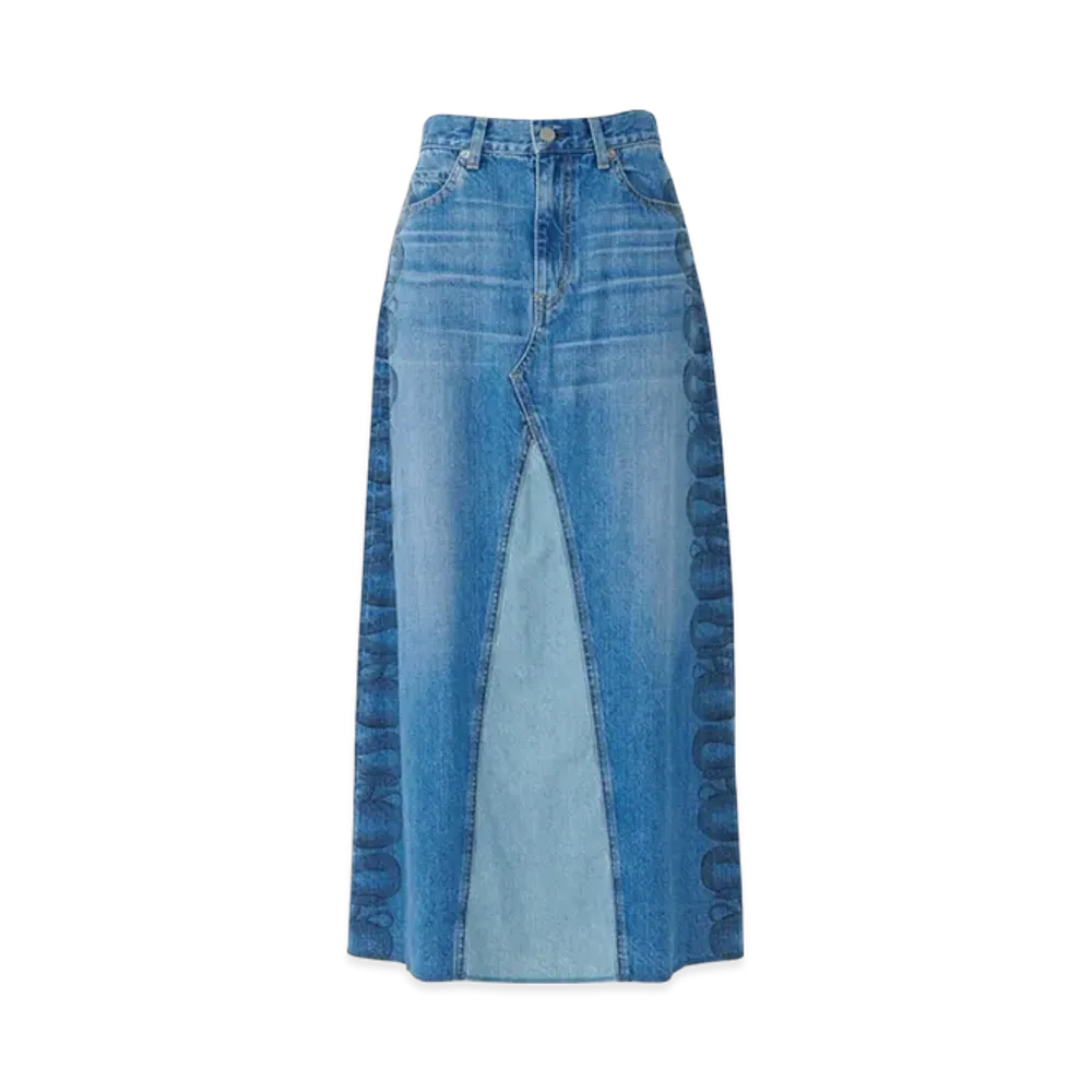 HYSTERIC GLAMOUR Snake Loop Remake Denim Skirt "Light Indigo Blue"