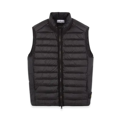 Stone Island G0724 Recycled Nylon Down TC Light Down Zipper Vest with Anti Drop - 24FW "Black"