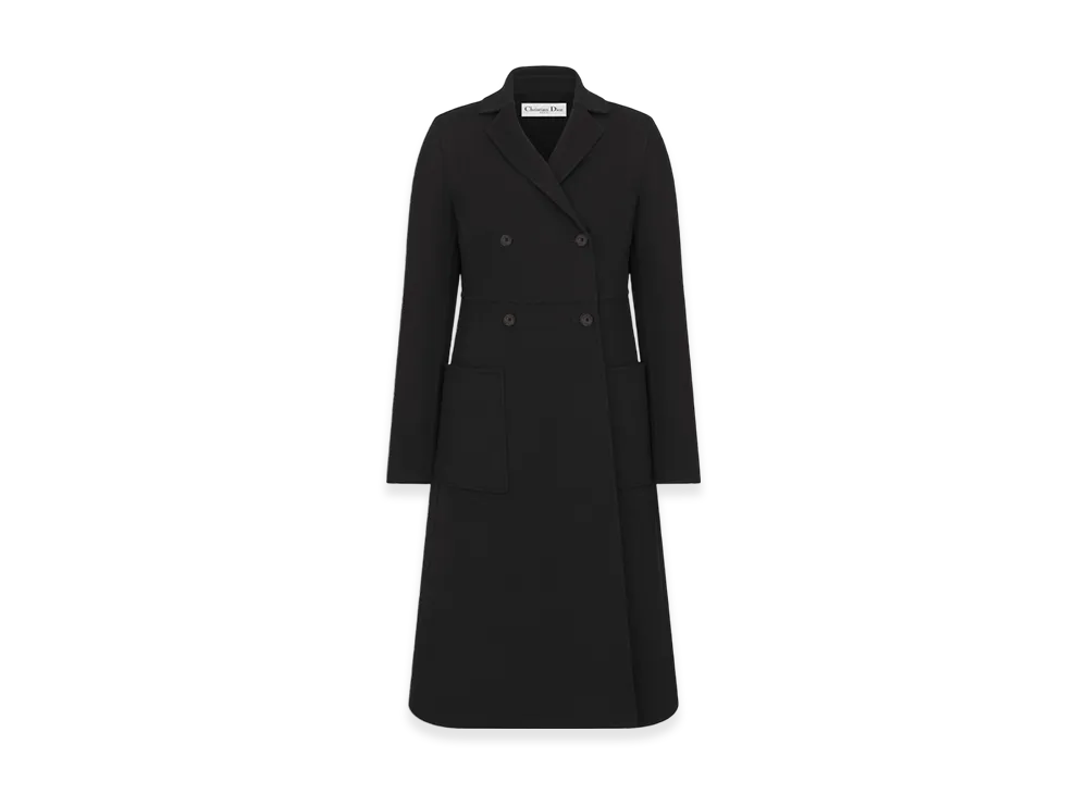 Dior Women's Coat Double Sided Virgin Wool Cashmere "Black"