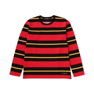 mastermind WORLD 3 Color Striped 3 4 Tee "Red Black Yellow"