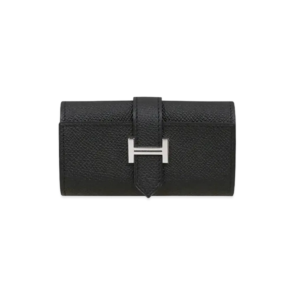 Hermes Bearn 4 Key Case Veau Epsom "Noir/Silver"