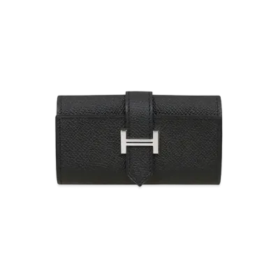 Hermes Bearn 4 Key Case Veau Epsom "Noir/Silver"