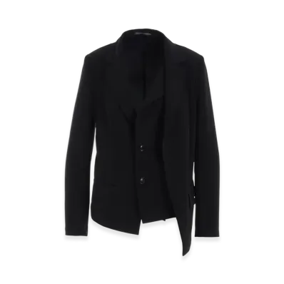 Y's Crepe De Chine 2 Layer Jacket "Black"