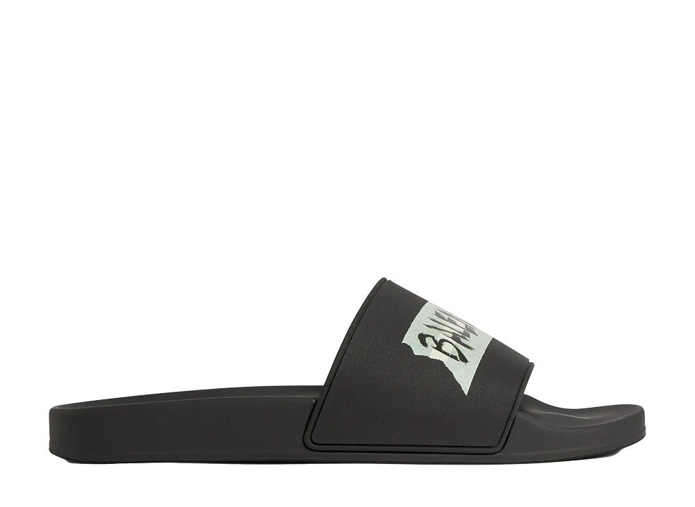 BALENCIAGA Pool Slide Sandal "Black/White"