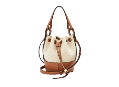 LOEWE Mini Balloon Bag In Anagram Jacquard And Calfskin "Ecru / Tan"