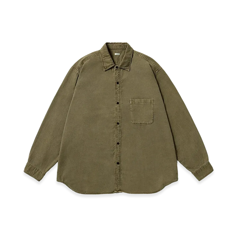 A.PRESSE Vintage Cotton Moleskin Shirt "Khaki"