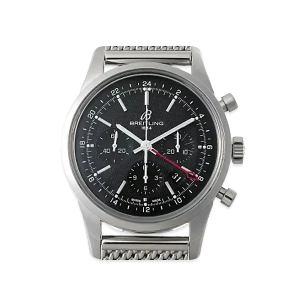 Breitling Transocean Chronograph GMT World Exclusive 2000 "Black/Stainless Steel"