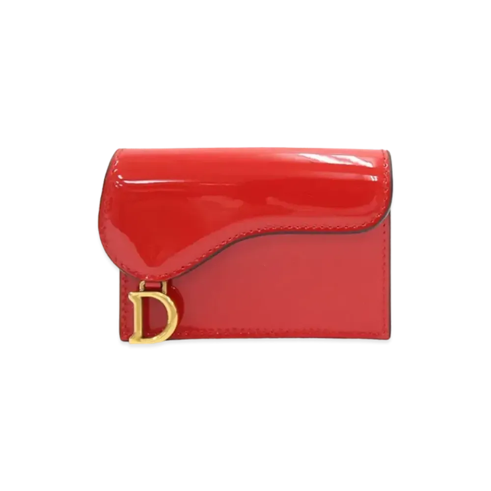 Dior Saddle Flap Card Holder "Red"