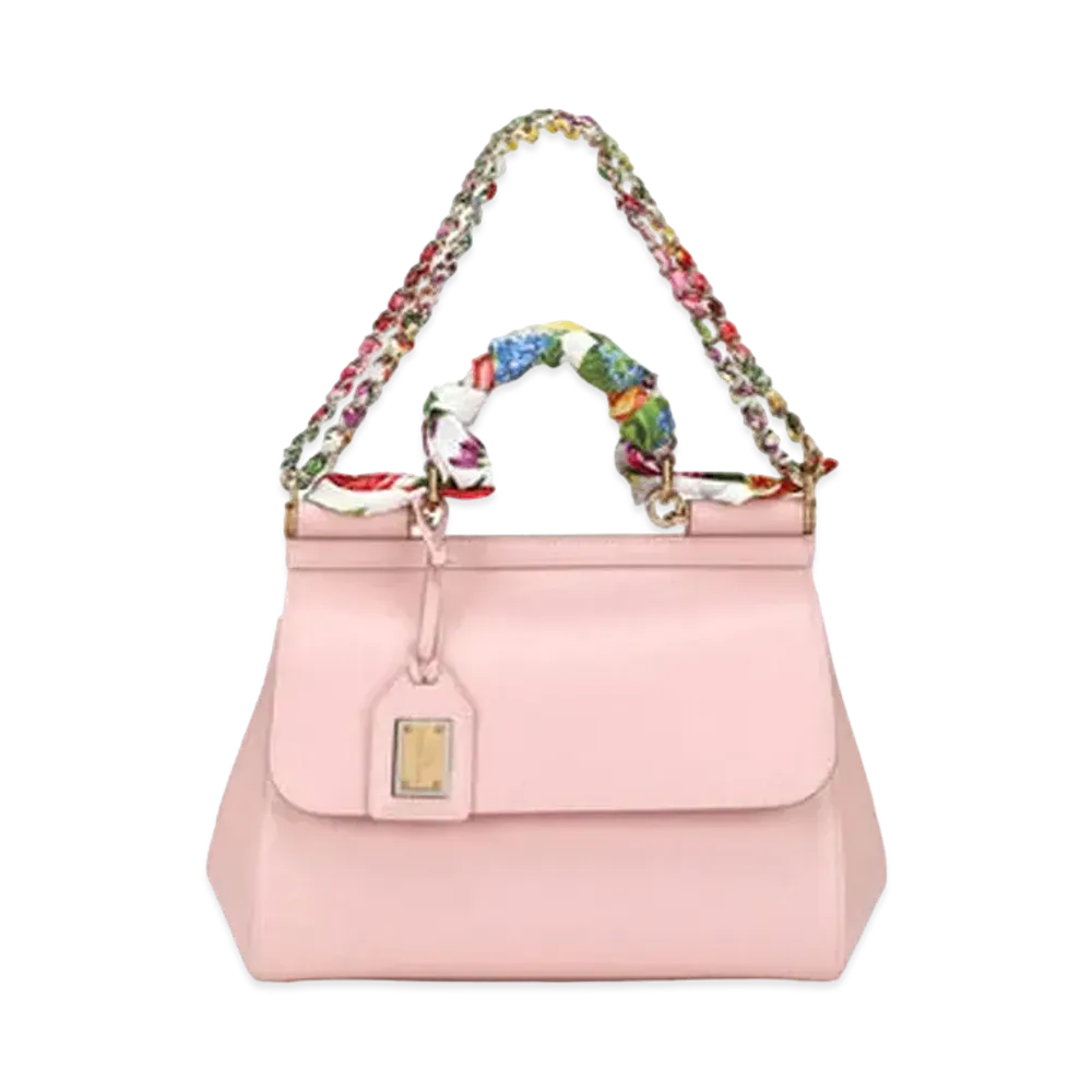 Dolce&Gabbana Sicily Bag Medium Dauphine Calfskin Scarf "Pink"
