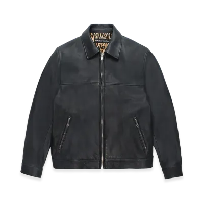 WACKO MARIA Leather Single Riders Jacket "Navy"