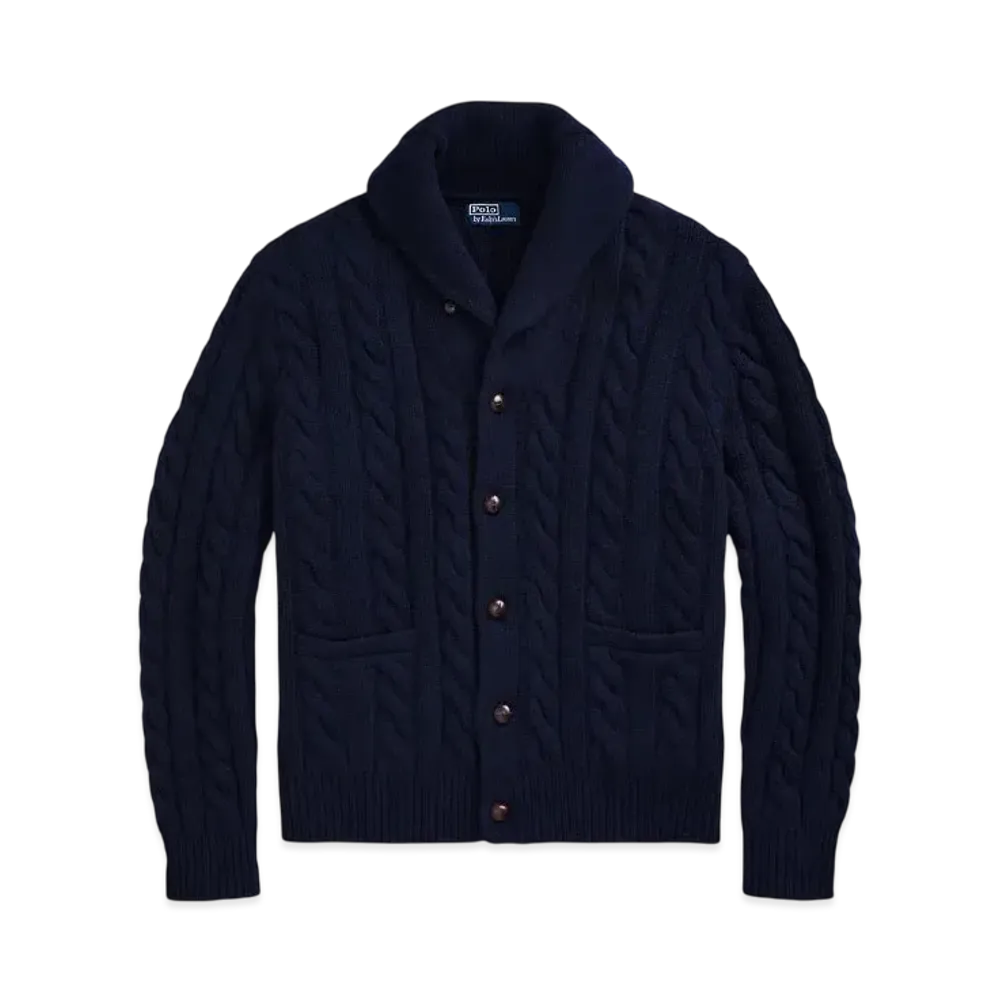Polo Ralph Lauren Cable Knit Wool Cashmere Cardigan "Blue"