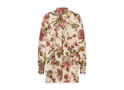 Dior Women's Blouse Silk Poplin Albero della Vita Motif "Multicolor"