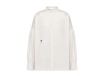 Dior Women's Embroidered Blouse Poplin Silk Butterfly Motif "Ecru"