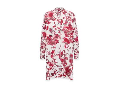 Dior Women's Long Blouse Silk Twill Mexico Motif "White/Red"