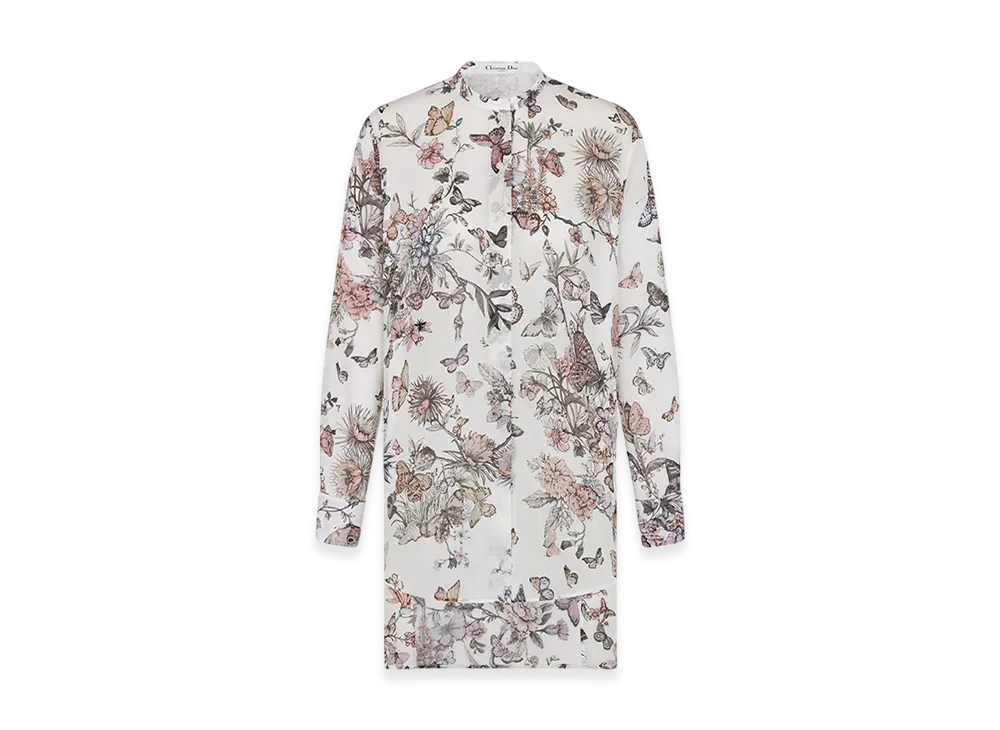Dior Women's Blouse Voile Toile Mexico Motif "White/Pastel Pink"